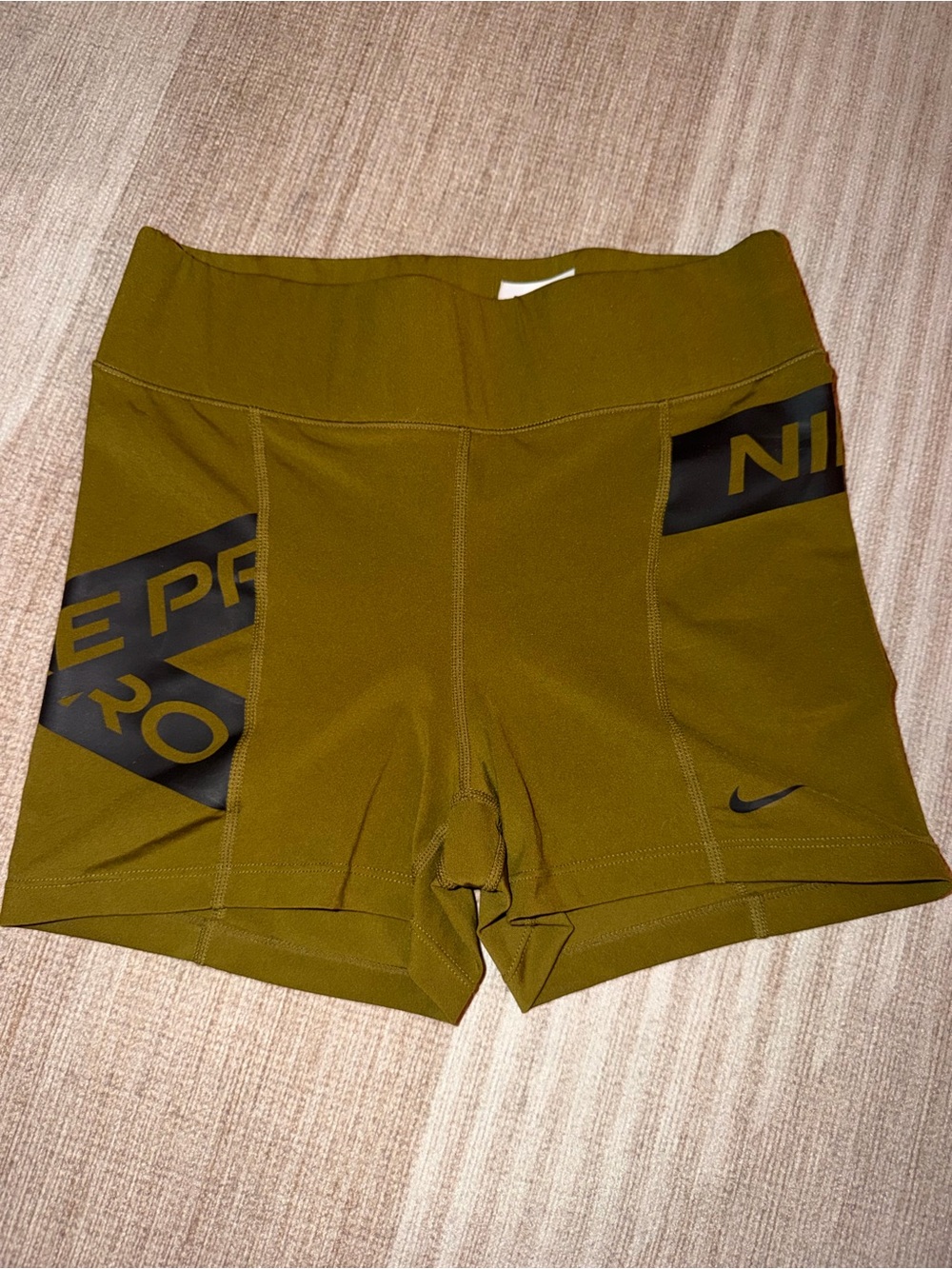 Nike Women’s Olive Bike Shorts with Black Accents